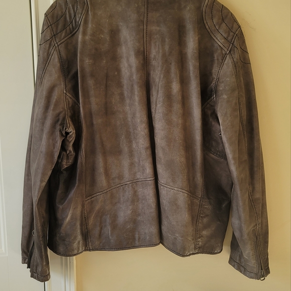 NWOT Wilson's Gray Black Distressed Genuine Leather Jacket Coat Size XXL - Picture 2 of 16